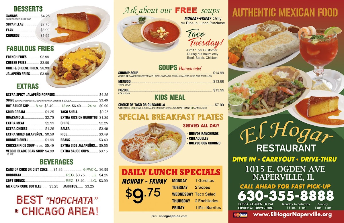 El Hogar Mexican Restaurant Menu - Image 1